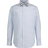 Boys' Long Sleeve Dress Shirt With Bow Tie, Collared Button-down With Cuff Sleeves, Noon Blue Floral, 10 Husky