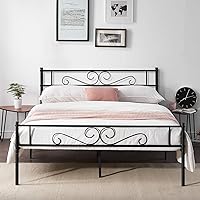 Full Size Bed Frame with Headboard and Footboard, Heavy Duty Platform Mattress Foundation with 12'' Storage Space, No Box Spring Needed, Noise-Free, Easy Assembly, Black