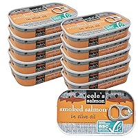 COLES CANNED SMOKED SALMON OLIVE OIL 10 PACK - Fresh Caught, Not Frozen Canned Salmon, Preservatives Free, Canned Fish – 3.2 oz Per Pack