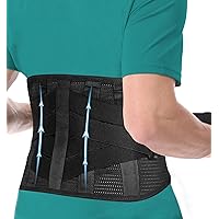 Lower Back Brace for Back Pain Relief Men Women; Breathable Lumbar Support Belt with 4 Ergonomic Stays for Work Heavy Lifting; Plus Size Back Belt for Lower Back Pain, Herniated Disc, Sciatica (PB, M)
