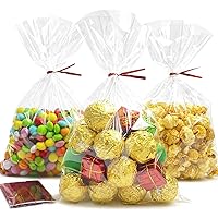 Morepack Cellophane Bags 6x10 Inches Clear Cellophane Treat Bags With Twist Ties,100Pieces