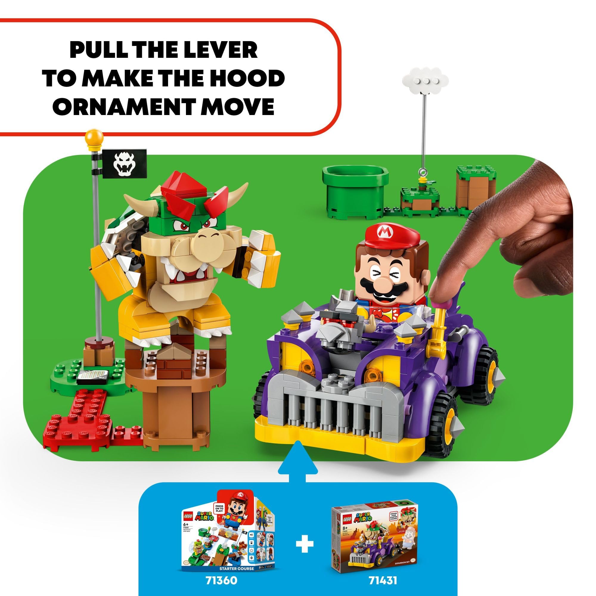 LEGO Super Mario Bowser’s Muscle Car Expansion Set, Collectible Bowser Toy for Kids, Gift for Boys, Girls and Gamers Ages 8 and Up, 71431