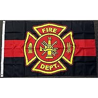 3x5 Red and Black Fire Department Polyester Flag Firefighter Outdoor Banner New