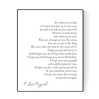 For What It Is Worth | F. Scott Fitzgerald Quote | Art Print (16x20)