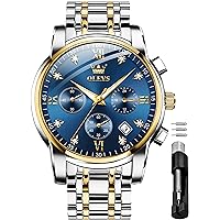 OLEVS Men's Watches Black Stainless Steel Strap Quartz Watch Men with Diamond Date Waterproof Luminous Classic Elegant Wrist Watch Gift