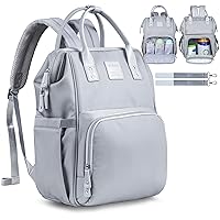 Diaper Bag Backpack Large Diaper Bag Travel Backpack with Insulated Pockets & Stroller Straps Baby Shower Gifts Large Capacity, Waterproof, Grey