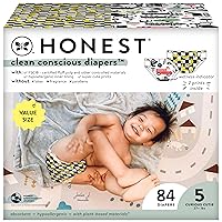 The Honest Company Clean Conscious Diapers | Plant-Based, Sustainable | Big Trucks + So Bananas | Super Club Box, Size 5 (27+ lbs), 84 Count