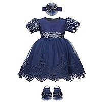 Lilax Baby Girl Newborn Lace Princess Wedding Party Dress Gown 4 Piece Deluxe Set