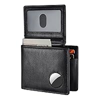 Mens Wallet With AirTag Holder, Bifold Leather RFID Blocking 2 ID Windows 12 Card Holders, Gift Box and Screen Protector Included, AirTag Not Included