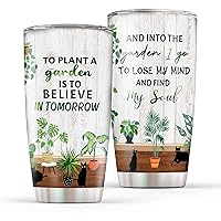 Gardening Gifts To Plant A Garden, Gardening Cup, Plant Cup, Stainless Steel Tumbler With Lid Funny Tumbler Gifts For Plant Lover 20 Oz Gifts For Gardeners Plant Mom Lady Tumbler