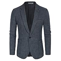 PJ PAUL JONES Mens Casual Suit Blazer Jackets One Button Regular Fit Linen Blend Sport Coat