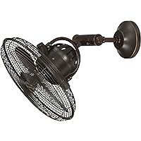 Outdoor Wall Mount Fan by by Craftmade BW414AG3 Bellows IV 16 Inch Patio Fans Oscillating with Wall Control, Aged Bronze Textured