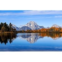 Grand Teton National Park Photography Print (Not Framed) Picture of Mount Moran Reflecting off Waters of Snake River on Autumn Day in Wyoming Rocky Mountain Wall Art Nature Decor (5