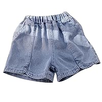 Running Shorts for Girls and Back Double Pocket Children's Fashion Denim Shorts Women's Shorts Medium
