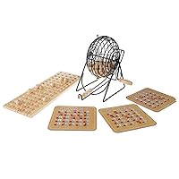Deluxe Bingo Game with Accessories, Metal Ball Spinner, Wooden Bingo Balls & Board & Shutter Bingo Cards for Adults, Boys and Girls by Hey! Play!