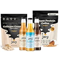 Javy Protein Coffee & Collagen Coffee Creamer & Coffee Syrup - Premium Whey Protein & Instant Coffee - Low Calorie, Coffee Flavoring Syrup - Hair, Skin & Nail support with Collagen