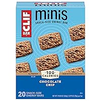 Clif Bar Minis - Chocolate Chip - Made with Organic Oats - 4g Protein - Non-GMO - Plant Based - Snack-Size Energy Bars - 0.99 oz. (20 Pack)