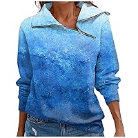 Women Vintage Quarter Zip Pullovers Plus Size Trendy Long Sleeve Lapel Sweatshirt Casual Workout Fall Outfits