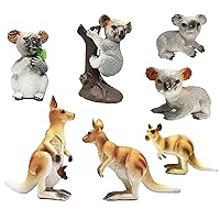 7 Pcs Realistic Wild Animal Model Figures Toy Set, Australian Forest Animal Kangaroo, Koala Figurines Cake Topper Birthday Gift Christmas Toy Science Educational Props