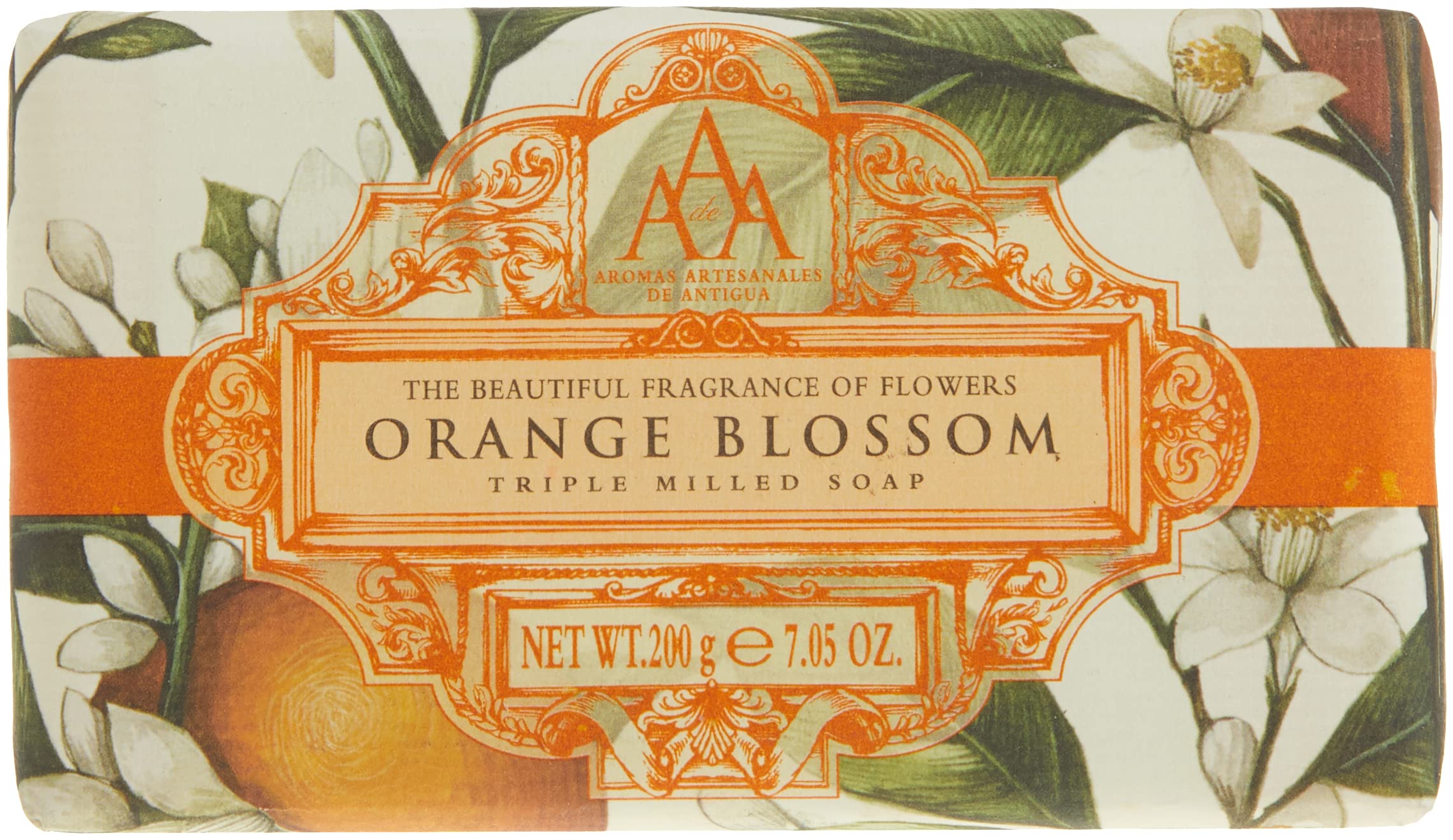 AAA Floral - Triple-Milled Luxury Soap Bar - Orange Blossom - 200 g / 7 oz (SLS and Paraben Free)