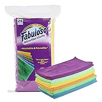 Fabuloso Microfiber Cleaning Cloths, 24 ct, Rainbow Colors | Lint-Free, Scratch-Free Cleaning Cloths for Surfaces and Wood Furniture | Microfiber Dustless Cloth for Bold and Bright Cleaning Experience