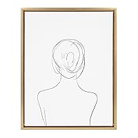 Kate and Laurel Sylvie Minimalist Woman Framed Canvas Wall Art By Teju Reval, 18x24 Gold