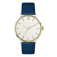 Ted Baker Men's Stainless Steel Quartz Leather Strap, Blue, 22 Casual Watch (Model: BKPPGS2169I), Gold/White/Blue