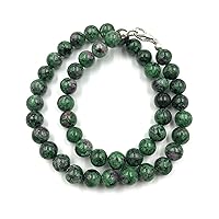 Natural Ruby Zoisite Gemstone Round Beaded Stretchable 15.5 Inches Choker Necklace For Girls and Women, Unisex Necklace, Handmade Designer Necklace For Gift, Christmas Gift,