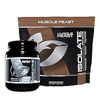 Muscle Feast Creatine + Isolate Big Bundle: 1 Creatine Powder (Unflavored, 2lb) + 1 Whey Protein Isolate (Chocolate, 5lb) | Premium Supplements, Vegetarian, Gluten Free
