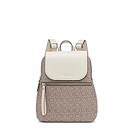 Calvin Klein Reyna Signature Key Item Flap Backpack, Almond/Taupe/White