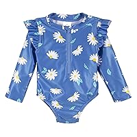 Gerber Girls Toddler Long Sleeve One Piece Rashguard Swimsuit