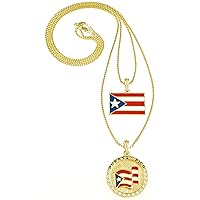 Puerto Rico Flag Pendant with Necklace
