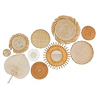 Wall Basket Decor Set of 10 - Hanging Woven Wall Baskets Decorative Seagrass - Farmhouse Wall Decor Kitchen Boho Handcrafted & Unique Wicker Wall Art Decor for Living Room, Dining Room, Bed Room