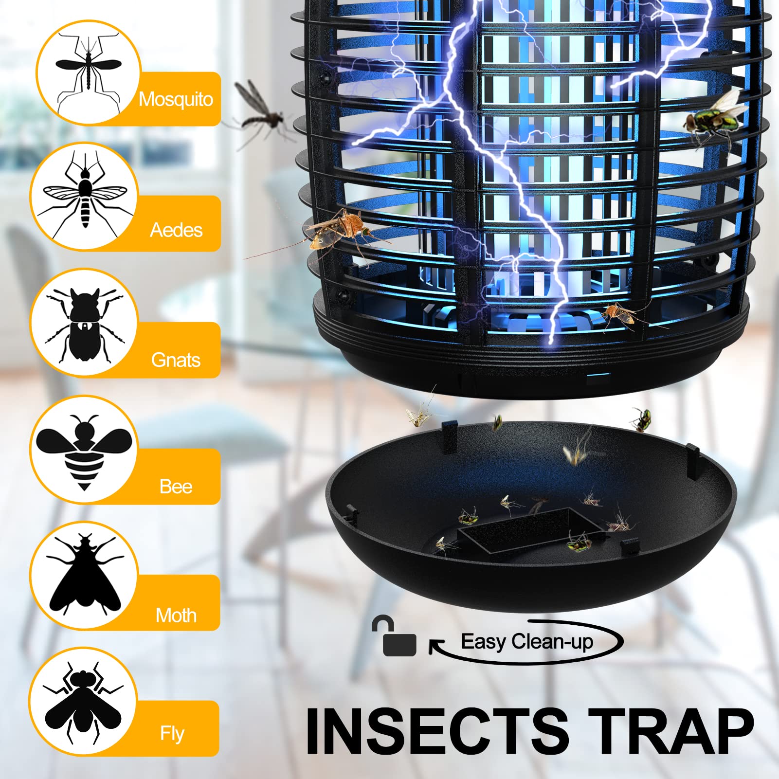 Bug Zapper with Light Sensor, Mosquito Zapper Outdoor 4200V Electric Insect Killer, Waterproof Mosquito Killer, Fly Zapper, Fly Trap for Home Backyard Garden Patio, Mosquito Repellent Outdoor