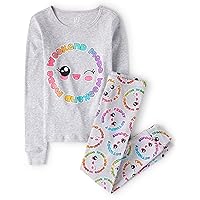 The Children's Place Girls' Single Long Sleeve Top and Pants Snug Fit 100% Cotton 2 Piece Pajama Sets