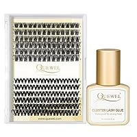 Lash Clusters QUEWEL 144pcs Cluster Lashes MIX12-18mm 2 Styles Thin Band+ QUEWEL Lash Clusters Black Glue 10ml Cluster Lashes Glue No Irritation, Large Capacity No Shaking