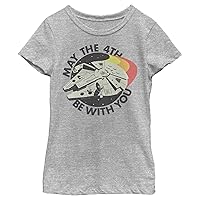 STAR WARS Girl's Retro Millennium Falcon May The 4th Be with You T-Shirt