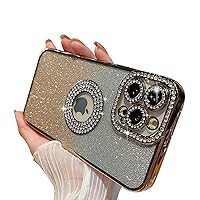 MINSCOSE Compatible with iPhone 11 Glitter Case,Luxury Cute Sparkle Diamond Design with Bling Camera Protection Plating Logo View,Aesthetic Shockproof Bumper for Women Girls Phone Cover-Gold