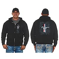 JH DESIGN GROUP Mens Ford Mustang Tri-Bar Pony Distressed Collage Zip-Up Hoodie