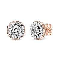 Sterling Silver 1/8Ct TDW Diamond Pair Stud Earrings with Rhodium Fashion Jewelry by DZON (I-J, I2) for Men