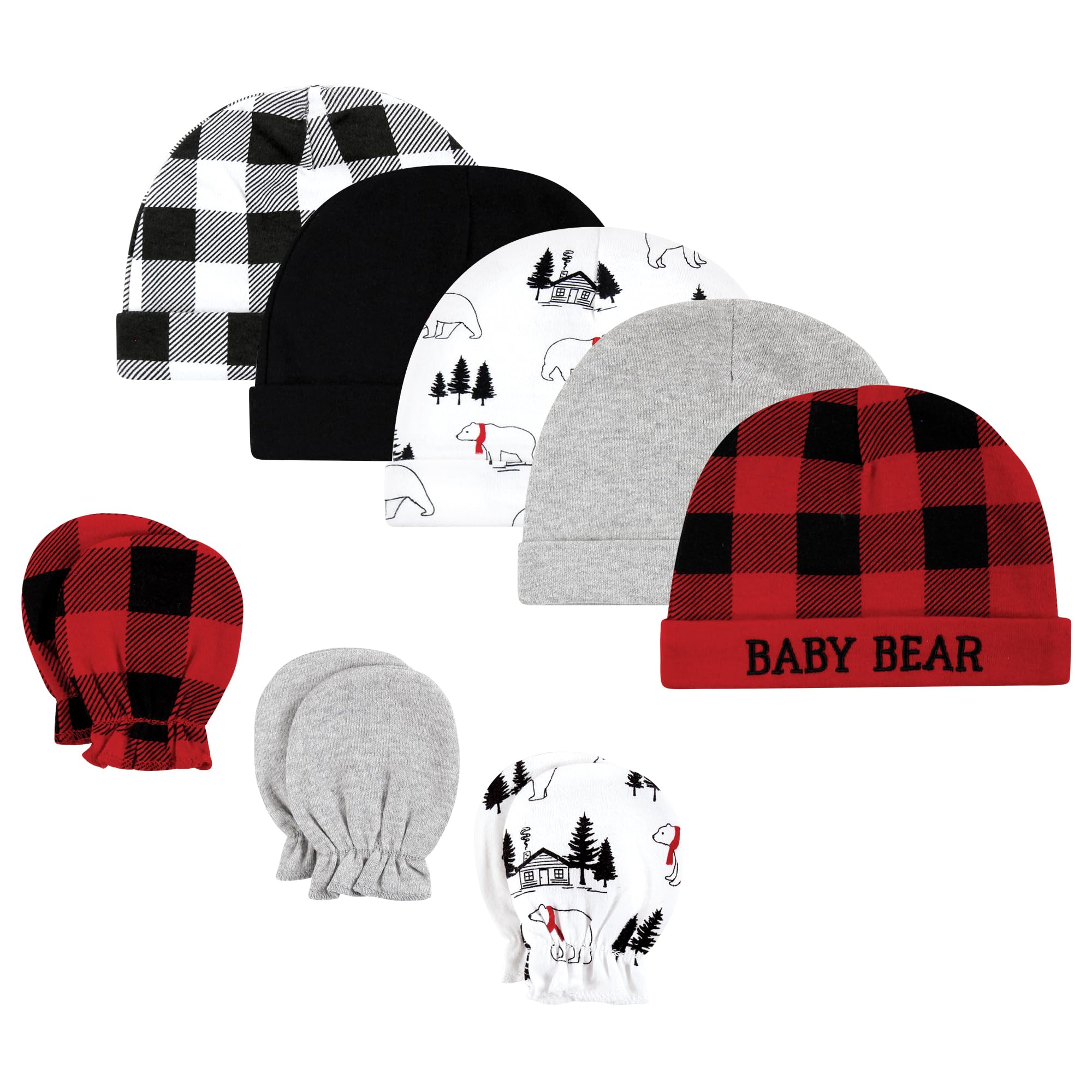 Hudson Baby unisex-baby Cotton Cap and Scratch Mitten Set