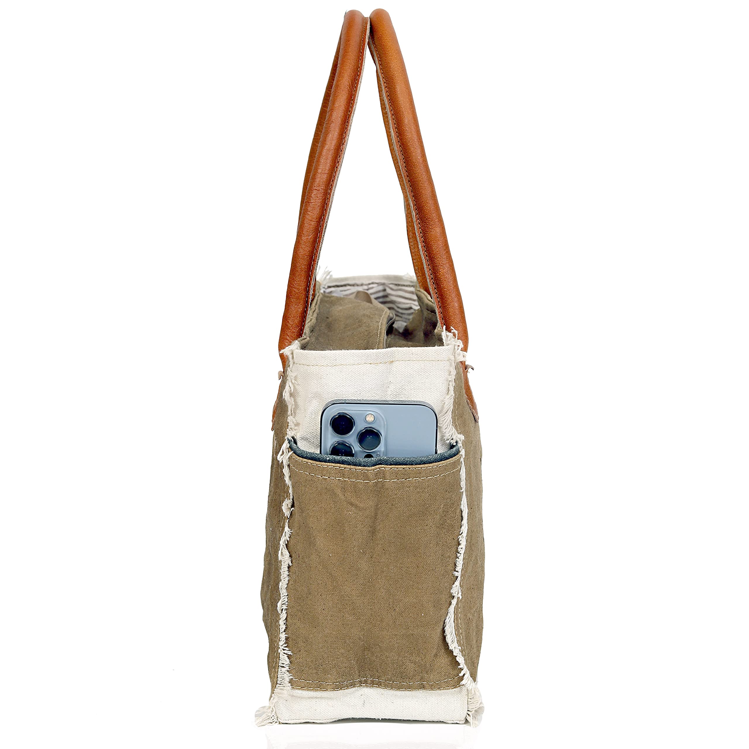 CLA Bags Sel De Mer Upcycled Canvas Hand Bag Upcycled Canvas & Cowhide Tote Bag Radiant Upcycled Canvas & Cowhide Leather Bag