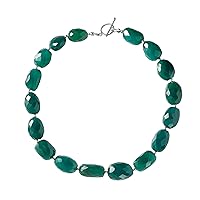 Franki Baker Chunky Statement Green Onyx Gemstone & Sterling Silver Necklace. Length: 45cm