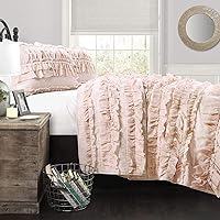 Lush Decor Belle 2 Piece Ruffled Quilt Bedding Set, Twin, Pink Blush