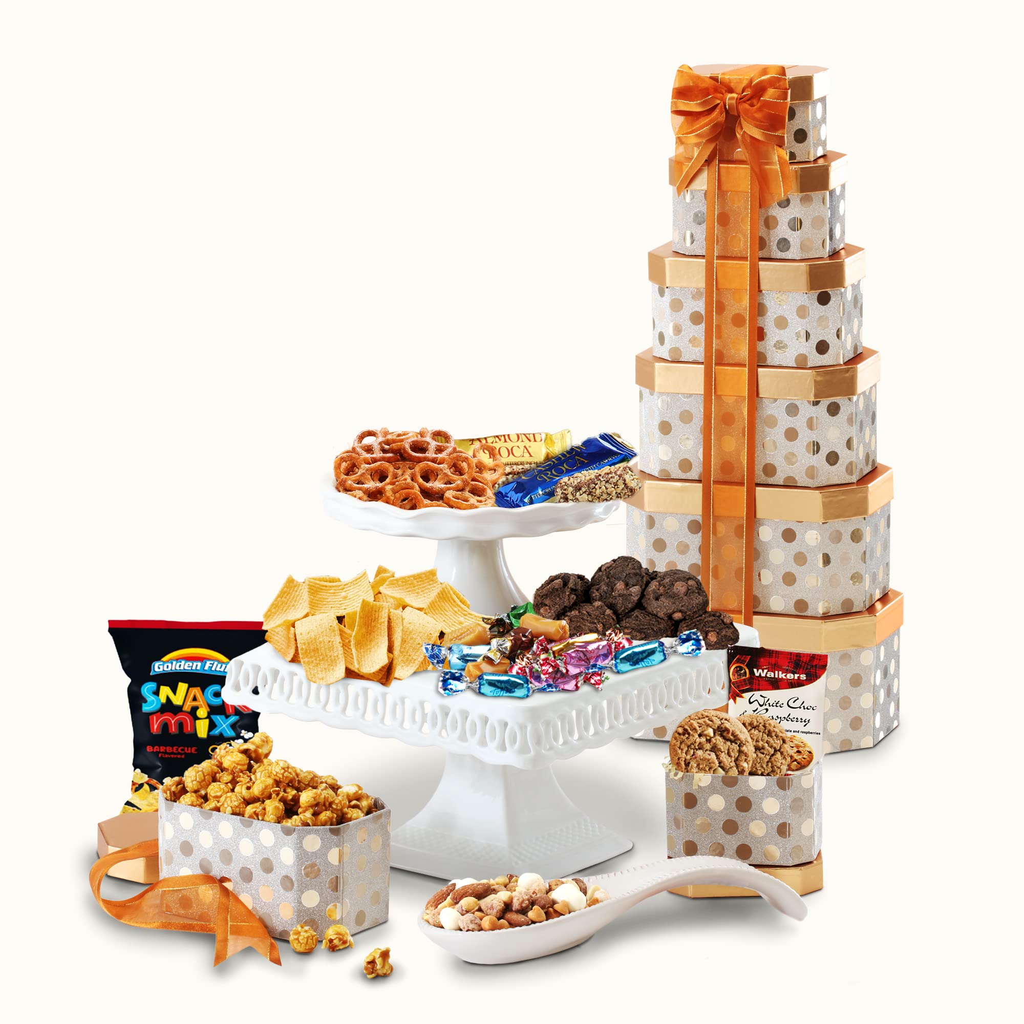 Broadway Basketeers 6 Box Gourmet Food Gift Tower Snack Gifts for Women, Men, Families, College – Delivery for Holidays, Appreciation, Thank You, C...