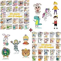200 Pack Make Your Own Stickers for Kids with 50 Designs, DIY Make Animal Face Stickers, Funny Mermaid Space Princess Prince Face Stickers Sheets, Festival Party Favor Reward Art Craft School
