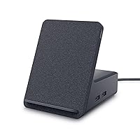 Dual Charge Dock HD22Q - Fabric Wrapped Charging Stand, Type-C Connector, Qi Enabled Charging, Wake-on-Dock, Smartphone Rest, Power Button LED - Magnetite,Black