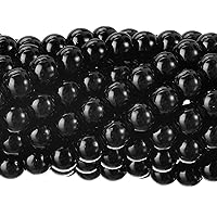 RUBYCA 200Pcs Czech Tiny Satin Luster Glass Pearl Round Beads Beading Jewelry Making 8mm Jet Black