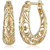 Amazon Essentials Open Filigree Swirl Hoop Earrings in Sterling Silver (previously Amazon Collection)