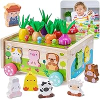 Toddler Montessori Wooden Farm Toys | Babies 12-18 Months Toy with Game Map for 1 2 3 Year Old Boys Girls | 1st First Birthday Gifts for 1-2 Years | Wood Learning Educational Toys Fine Motor Skills